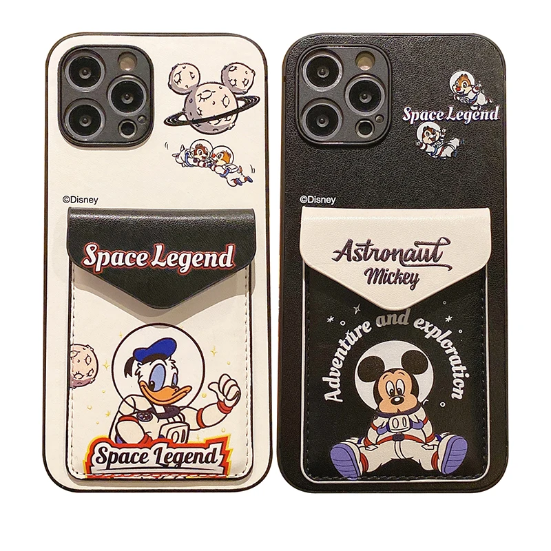 

Donald Duck mickey mouse with card holder Phone Case for iPhone 12 11 Pro Max 7 8 XR X XS Max SE 2020 Phone Cover Coque Shell