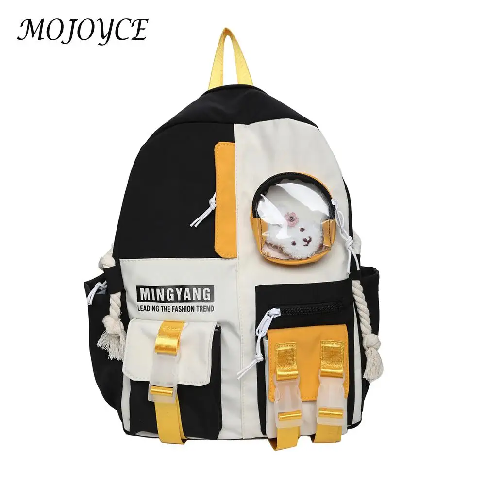

Preppy Style Backpacks Women Nylon School Bag Ladies Hit Color Zipper Multi-Layer Students Daypack Traveling Knapsacks