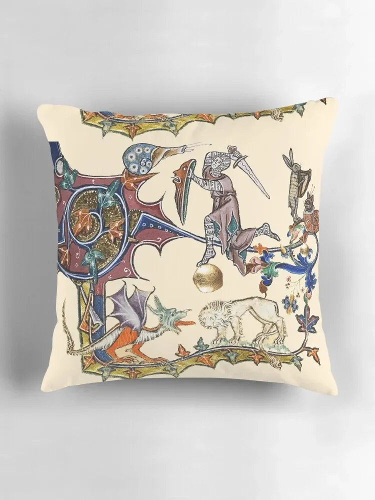 Диванная подушка со странными зверями средневековый рыцарь дракон и лев от Bulgan