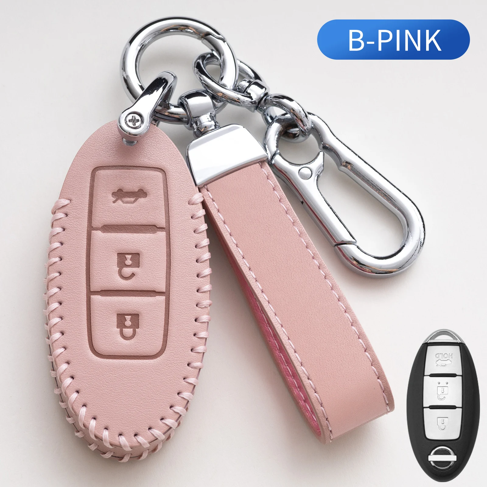 

For Nissan Altima Maxima Sentra Versa Titan Leaf Juke Quest Elgrand NV200 Note Tiida Carrying Top Cowhide Car Key Case Cover
