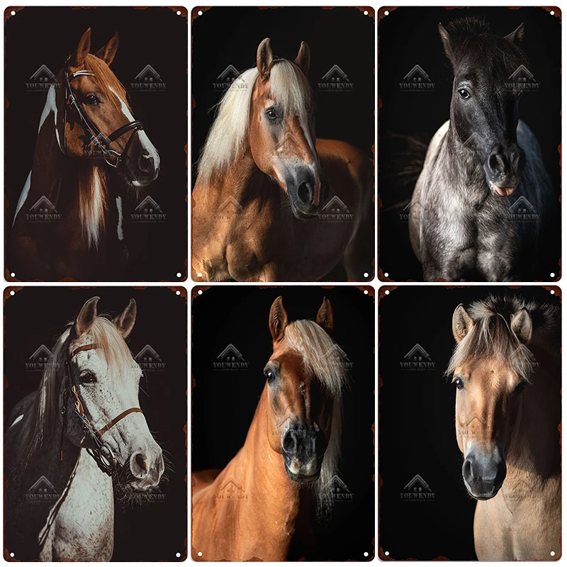 Сельский деревенский настенный металлический художественный постер Декор жестяной знак для дома деревенская лошадь искусственное животное металлический налет tinsign