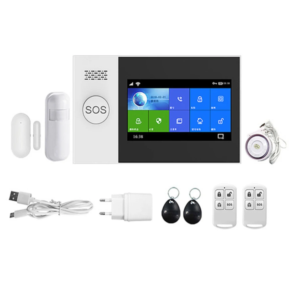 

PG-107 Tuya Wireless WIFI GSM Home Burglar Alarm System 4.3 inch full touch color screen Motion Sensor Door Security Alarm Kit