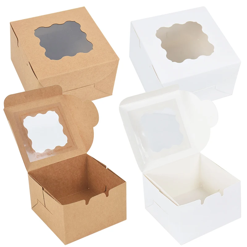 With Clear Pvc Window Dessert Pizza Bread Square Box Wedding Party Favor Cupcake Gift Packaging Box