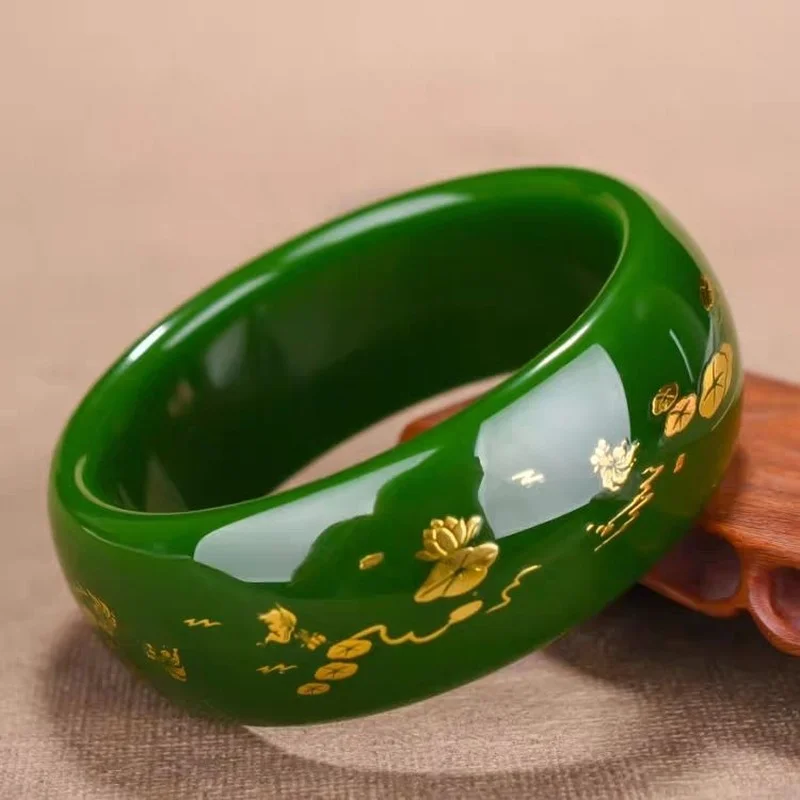 

Xinjiang Hetian Jade Jasper Расширенный браслет женский шпинат зеленый счастливый браслет