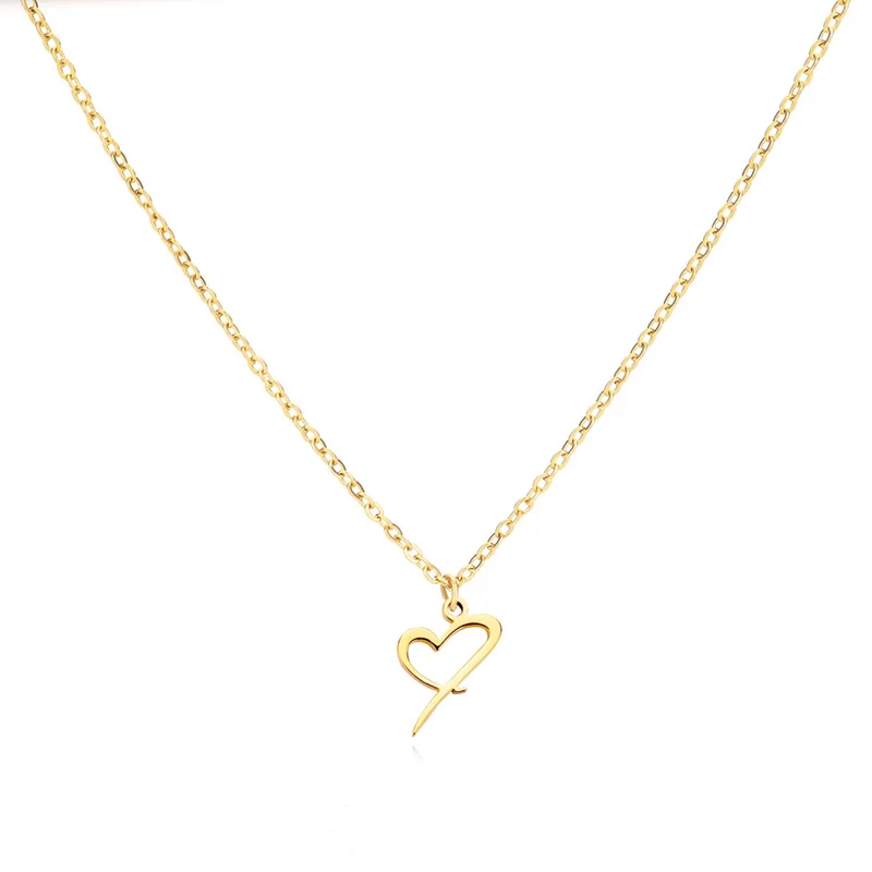 

Ожерелье из нержавеющей стали с подвеской в форме сердца для женщин, ожерелье золотого цвета в форме букв и сердца, женское ожерелье на ключицу, ювелирное изделие в подарок