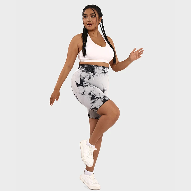 LUOYIYANG Tie Dye Seamless Plus Size Women's Shorts Push Up Gym Sports Fitness Woman 2023 High Waisted Yoga Clothing L-3XL