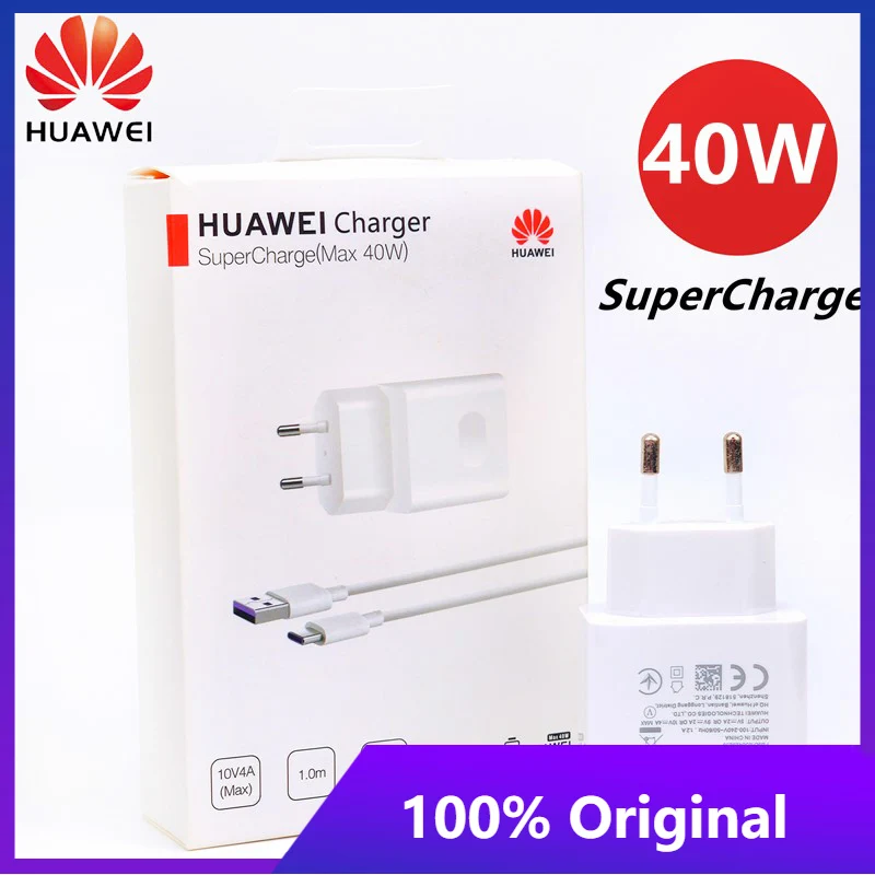 

Original 40W Huawei SuperCharge Charger Honor 7X Quick Fast Charge 5A Usb Type C Adapter For Mate 40 20 30 P30 Pro P20 P40 V20