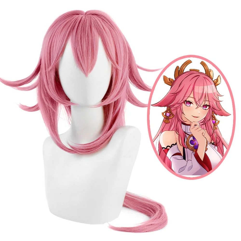 Game Genshin Impact - Yae Miko / Miss Fox Cosplay Wig Inazuma City Long Staight Heat Resistant Synthetic Hair Anime Wigs