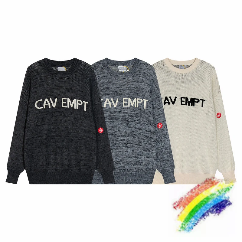 

2022fw CAVEMPT C.E Sweater Men Women Black Gray Apricot Knitted Sweater Cav Empt Sweaters Sweatshirts