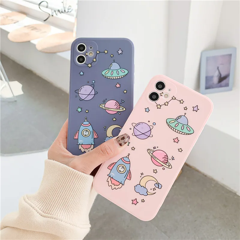 

Lens protection cartoon astronaut planet spaceship dinosaur case for iphone 13 12 Pro Max 12MiNi X XR XS 11 Pro Max 6S 7 8 plus