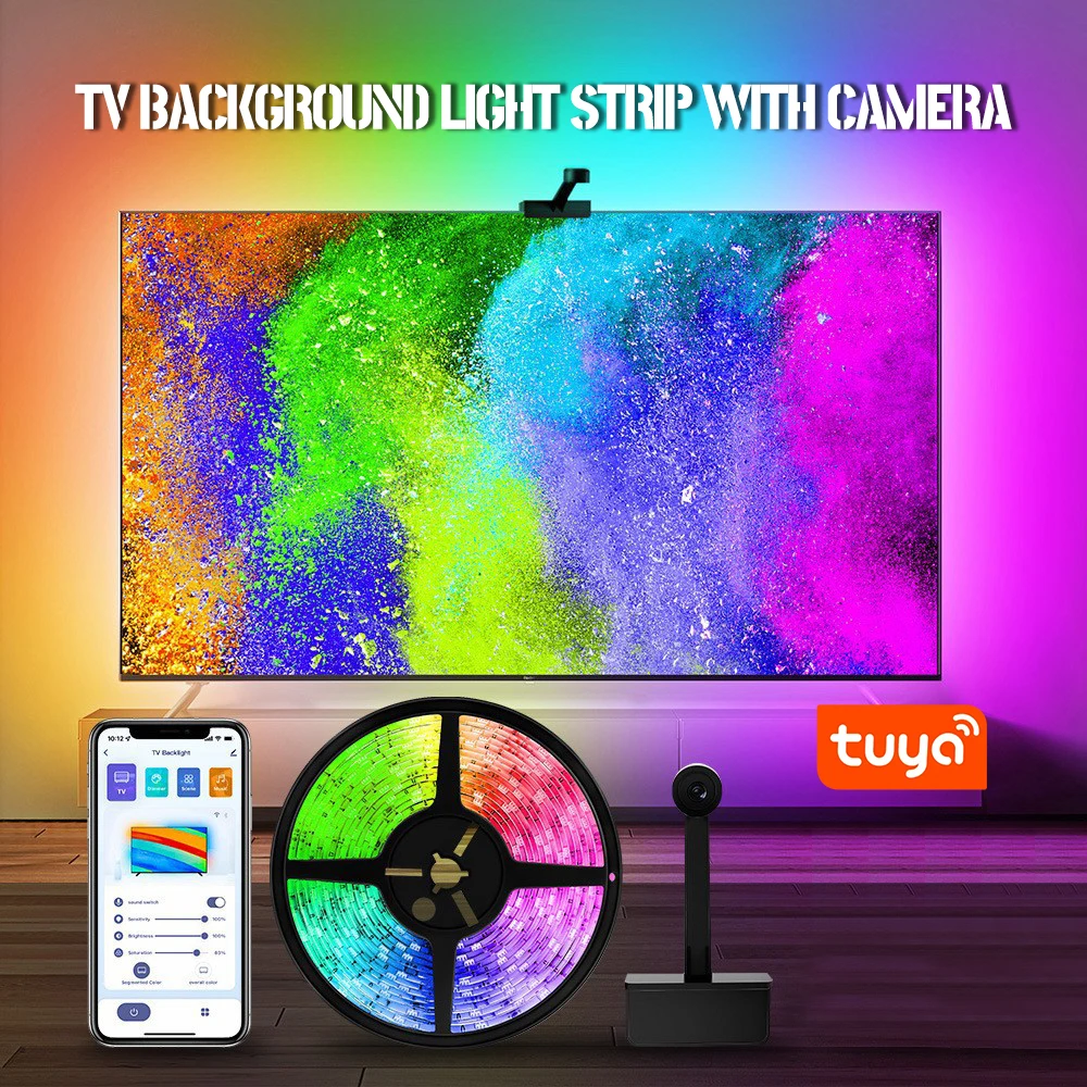 LED Strip RGBIC Immersive TV Background Light Strip With CameraTuya TV Screen Sync WiFi Smart APP HDMI Music Sync Ambient Lamp