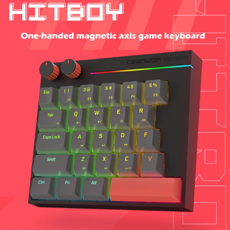 Фото Teamwolf Hitboy Механическая игровая клавиатура Hk25 Беспроводная мини-клавиатура одной руки Jiadalong Магнитная ось RGB-подсветка Csgo Pubg №1