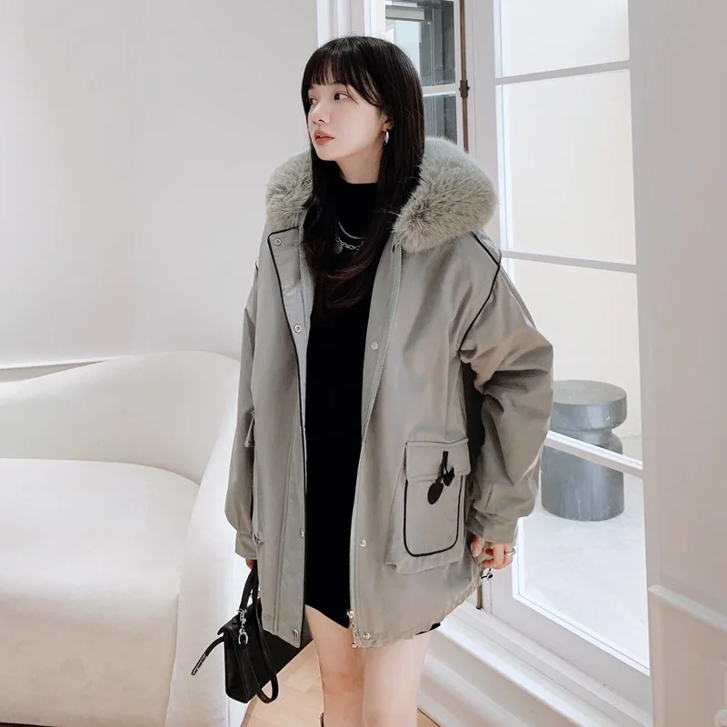 Winter temperament commuter horn buckle rabbit hair thickening pie overcomes