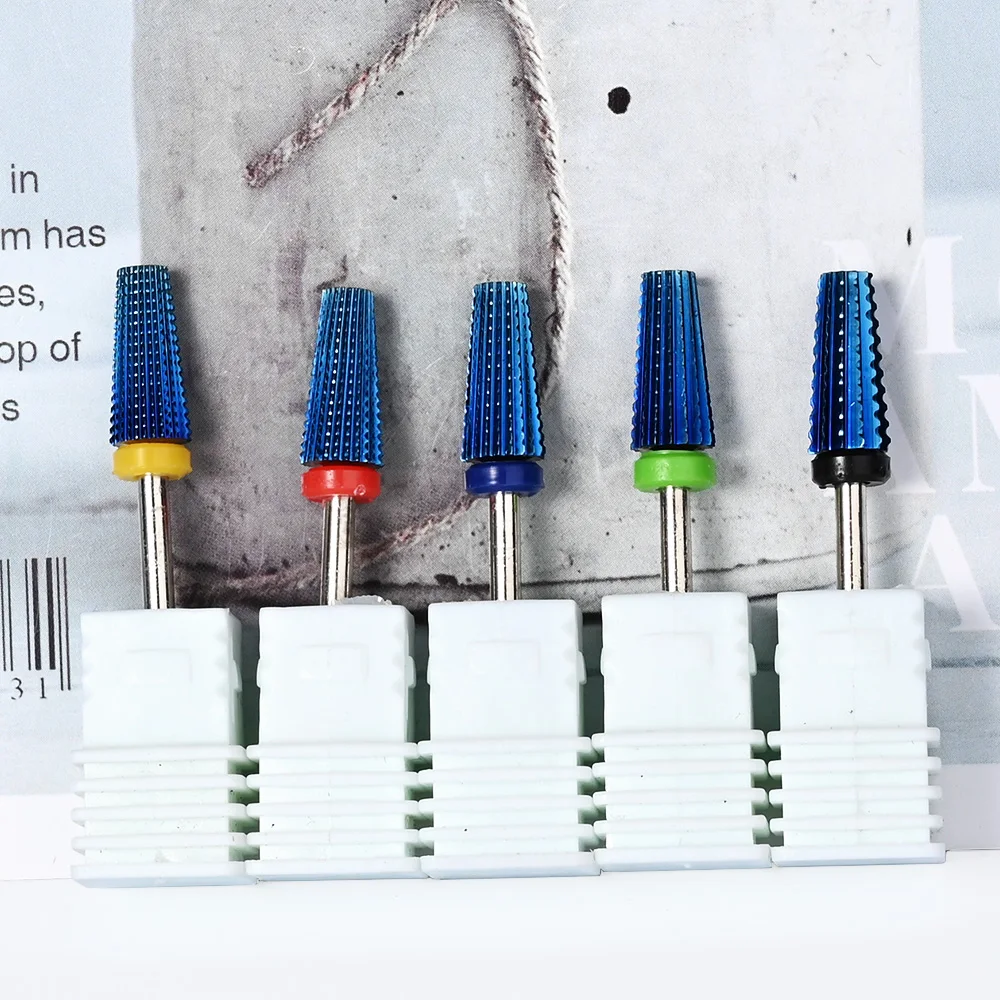 

1PC 5IN1 Tungsten Steel Blue Nail Drill Bits 3/32" Manicure Machine Drill Accessory Quickly Remove Nail Polish Glue Nail Bits-1