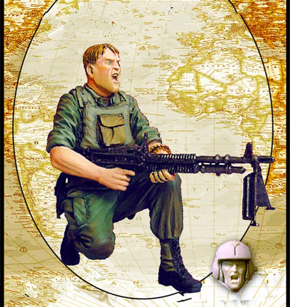 1:35 Resin Model Soldier Man Vietnam War Resin Soldier American Machine Gunner Scene Requires Manual Painting Model Assembly Kit