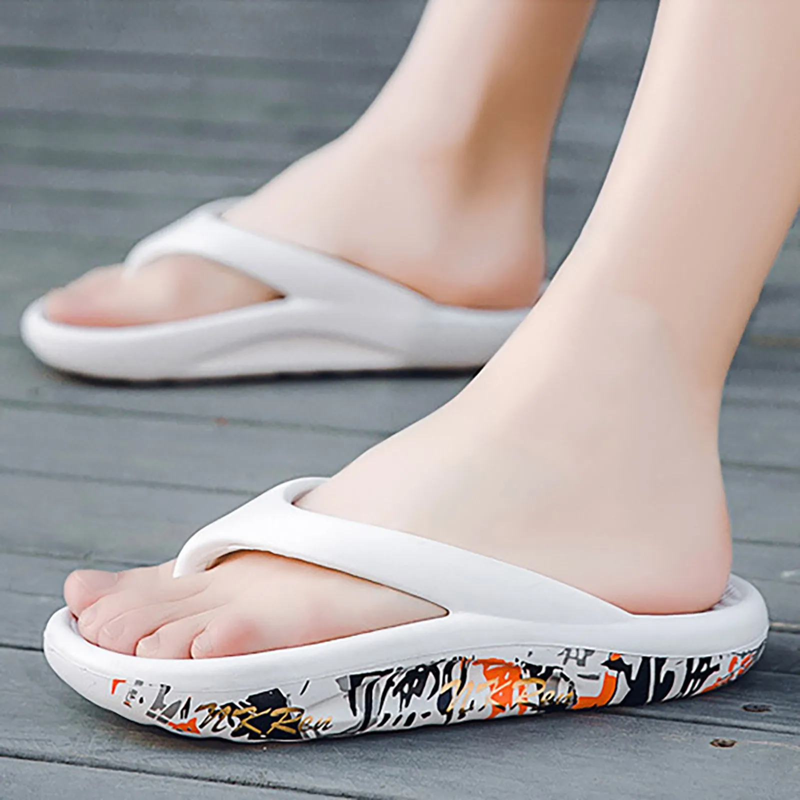 

Summer Thong Flip Flops Slippers Casual Outdoor Beach Sandals EVA Flat Platform Thick Soled Non-Slip Slides for Women