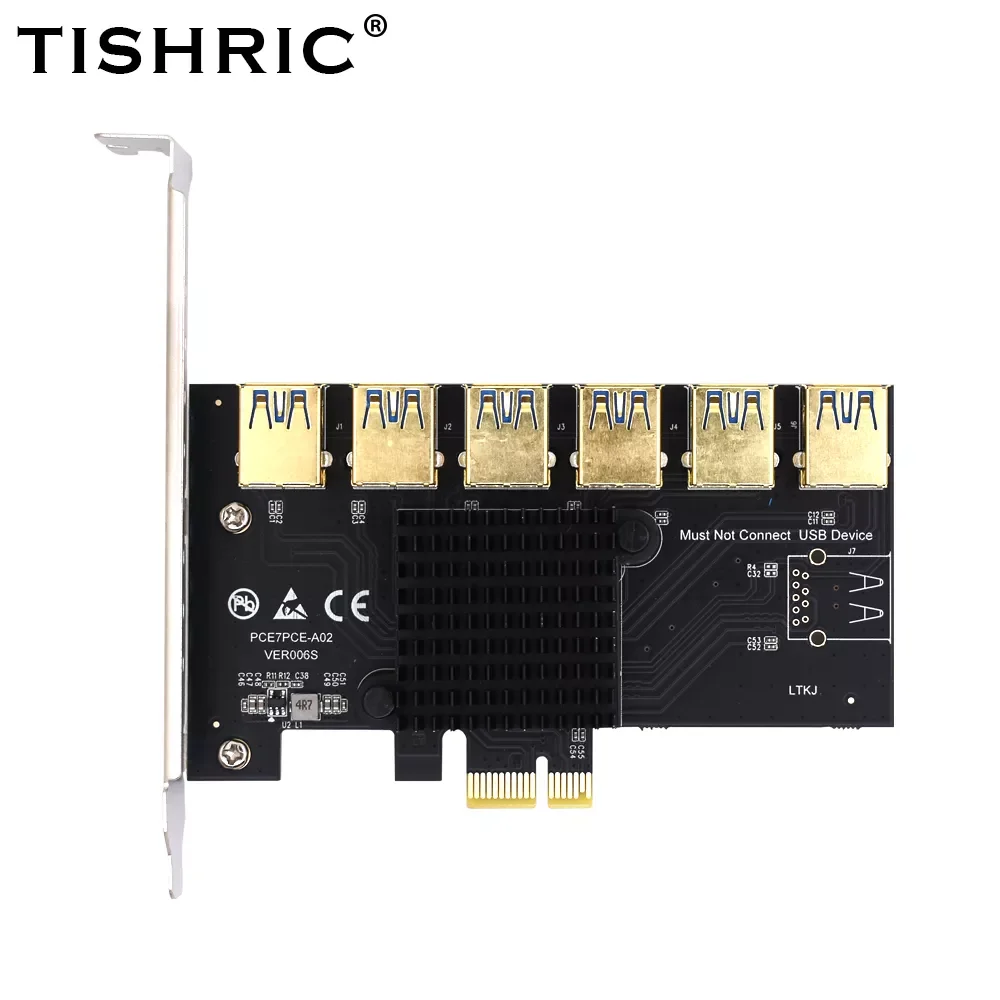 

TISHRIC PCI Express Multiplier PCI-E Riser 1 to 4 PCIE USB 3.0 Hub 1x 16x Riser For Video Card Adapter for BTC Miner Mining