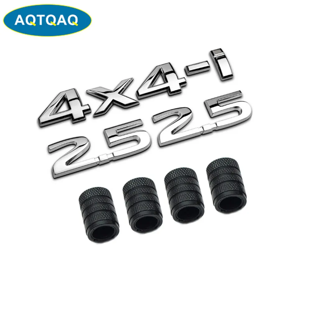 

AQTQAQ 3D Металл 2,5 4X4-i логотип Автомобильная наклейка с эмблемой, значком + 4 шт накатанный стиль с пластиковым сердечник клапана крышки для унив...