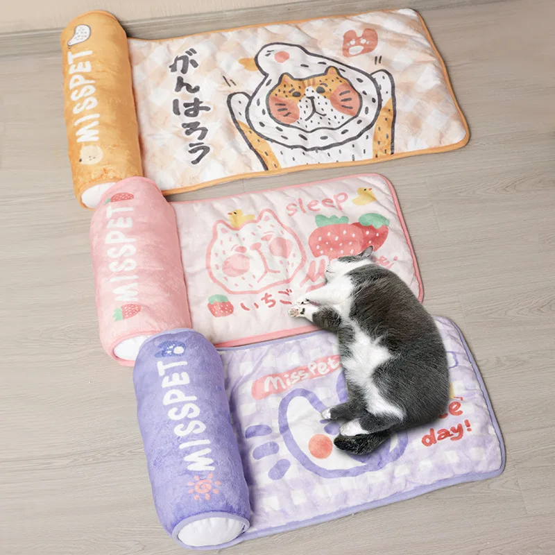 

Кровать для кошек, Роскошные зимние кровати, коврики для кошек, плюшевый коврик, фланелевый коврик, плюшевый теплый кошачий наполнитель, под...