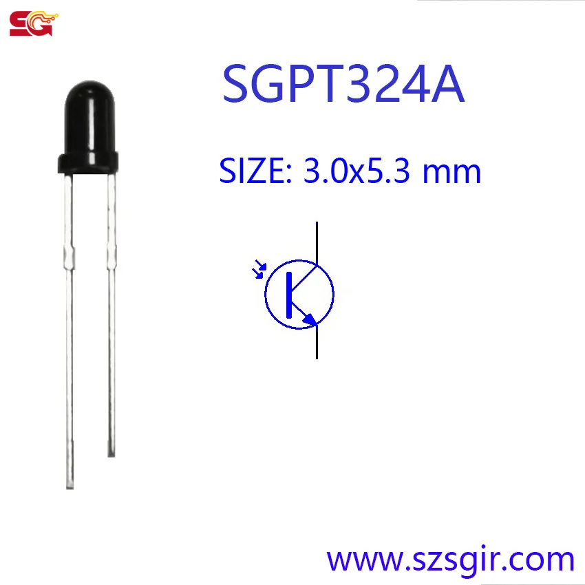 20 шт. 3 мм NPN Фототранзистор SGPT324A Фотодатчик Фоточувствительный приемный