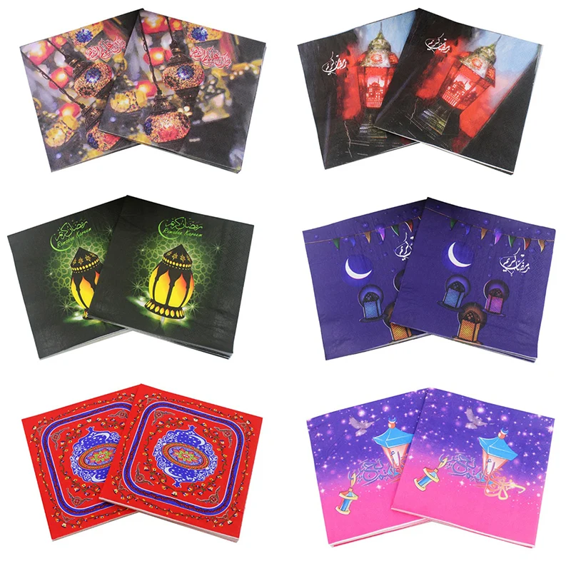 

Eid Mubarak Ramadan Decoration Paper Napkin Muslim Eid Al-Fitr Hajj Supplies Ramadan Kareem Paper Facial Tissue