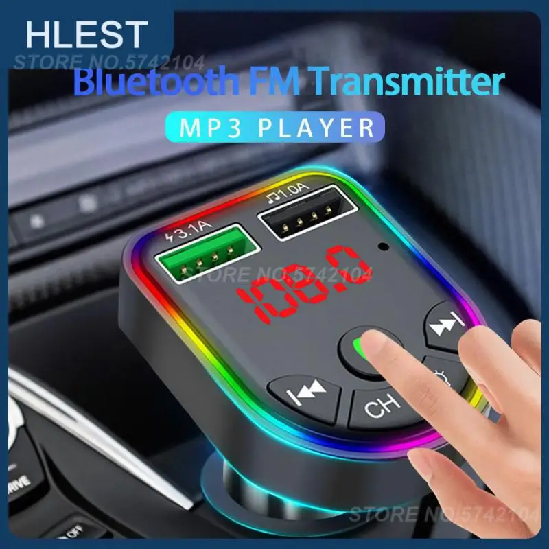 

Voltage Detection Bluetooth Receiver Car Mp3 Player Colorful Ambient Light Hands-free F5 Car Charger Car Accessories
