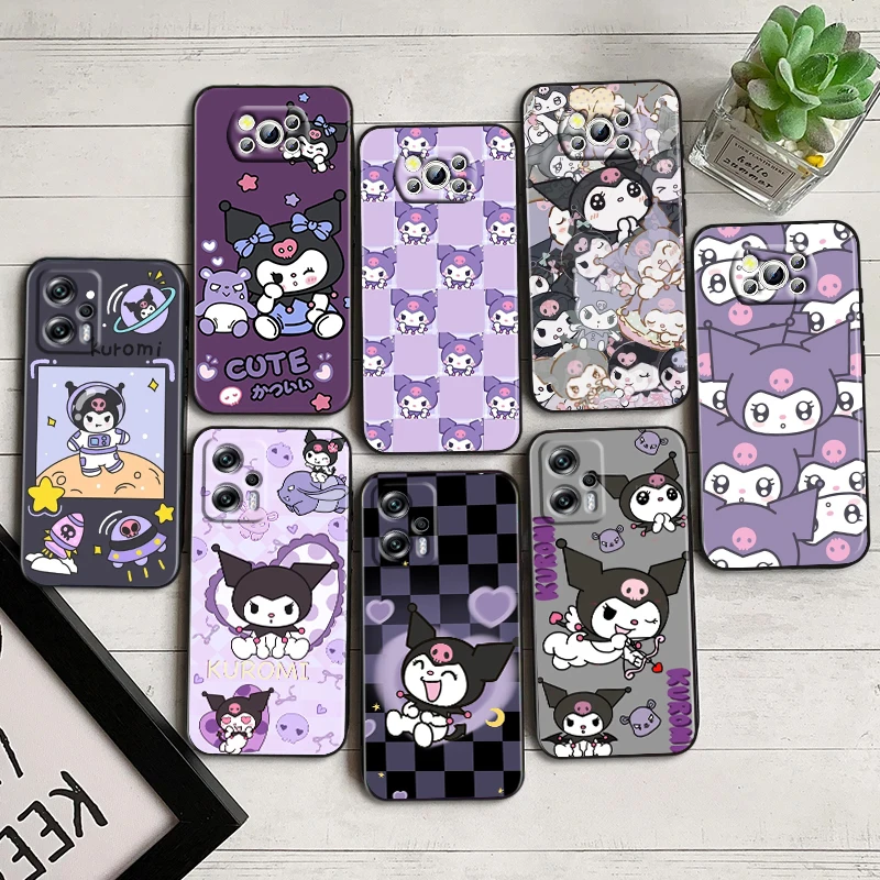 

Anime Kuromi Cartoon For Xiaomi Poco F5 X5 C55 C50 M5 M4 X4 X3 F3 GT NFC M3 C3 M2 F2 F1 X2 Pro Silicone Black Phone Case Fundas