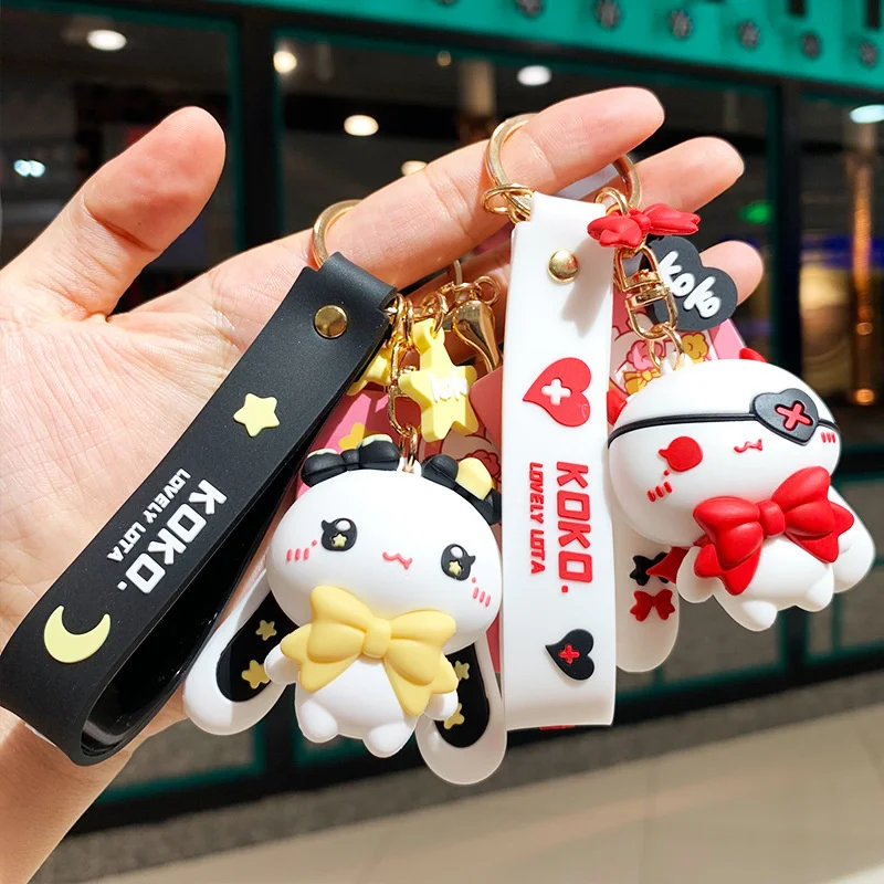 

Creative cartoon cute bunny keychain personality doll car accessories couple bag pendant small gift wholesale