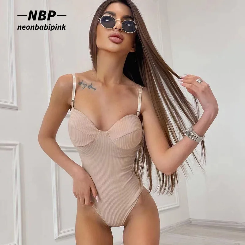 

Сексуальные Обтягивающие боди NEONBABIPINK на тонких бретелях, нижнее белье, однотонные ребристые трикотажные боди, топы для женщин