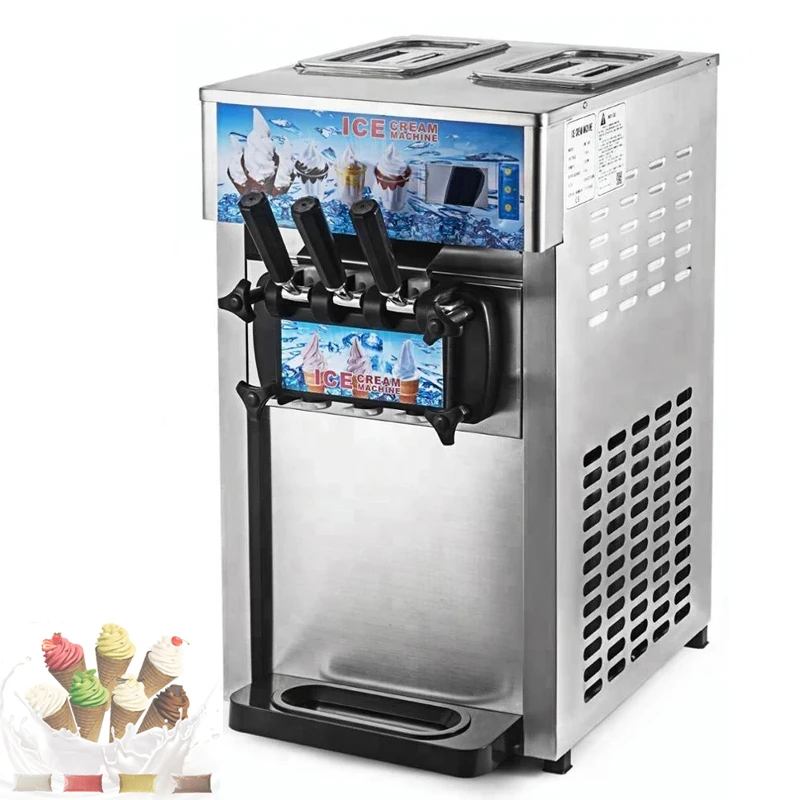 

Pink Color Soft Ice Cream Machine 3 Flavors Ice Cream Makers Commercial Ice Cream Vending Machine