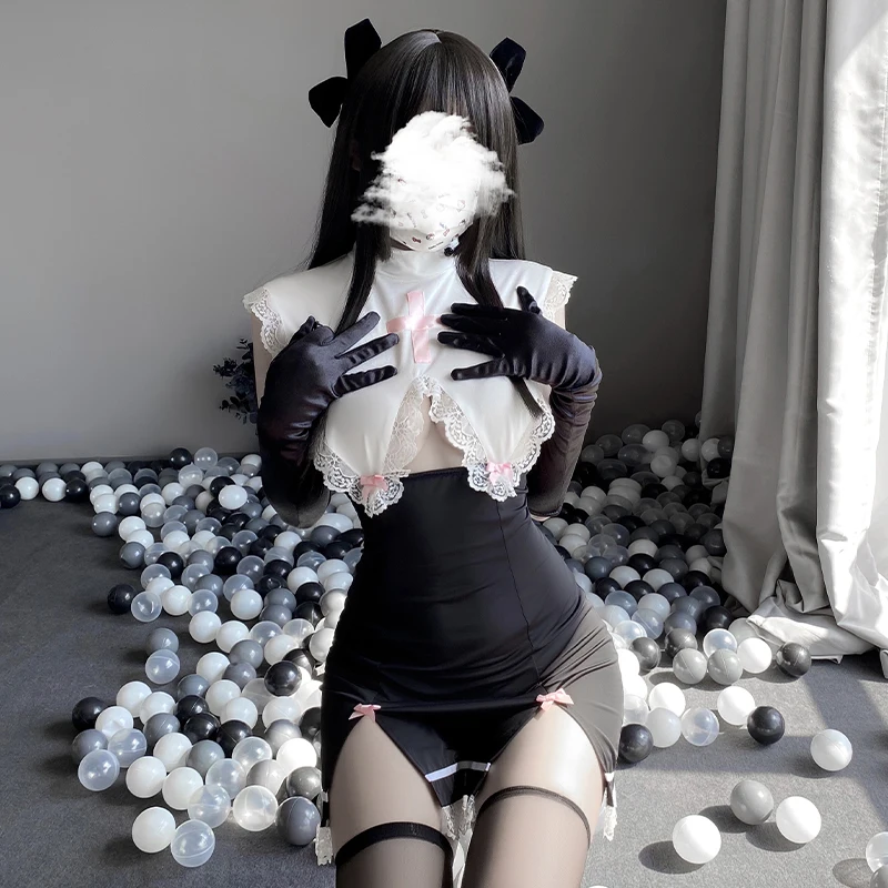

Uniform Temptation Passion Doll Collar Pleated Lace Maid Outfit Cosplay Sweet Lace Love Heart Hollow Sexy Lingerie Cosplay Suit