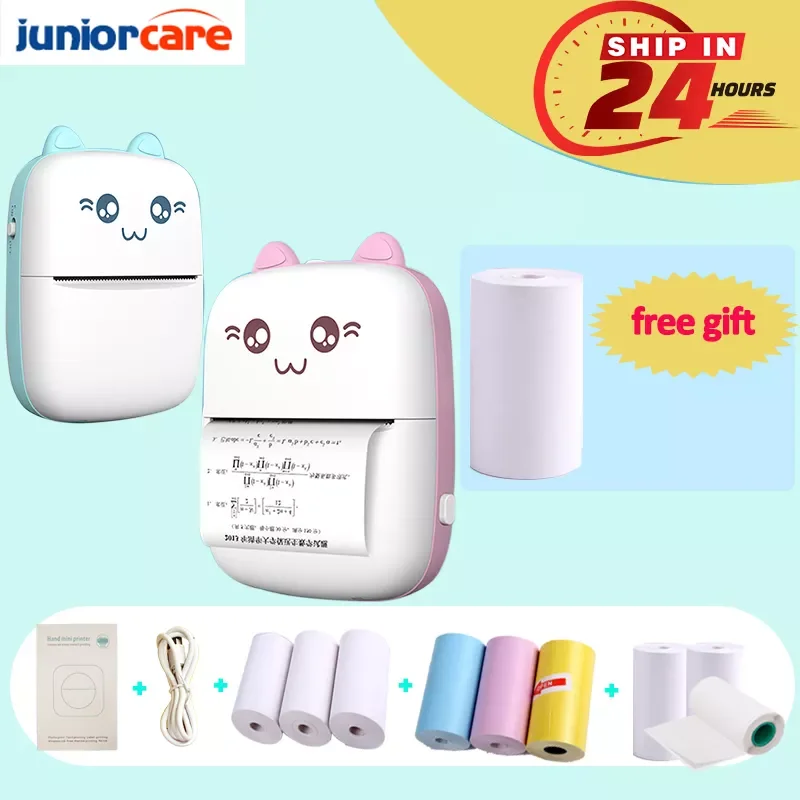 

Portable Mini Thermal Printer Wireless BT 200dpi Photo Label Memo Wrong Question Printing with USB Cable No Ink Print