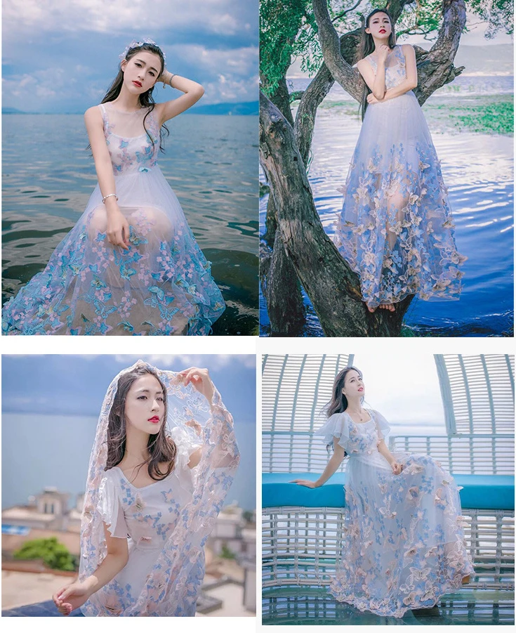 Цветные 3D бабочки сетчатая ткань Цветочная вышивка кружева для платья юбки топы