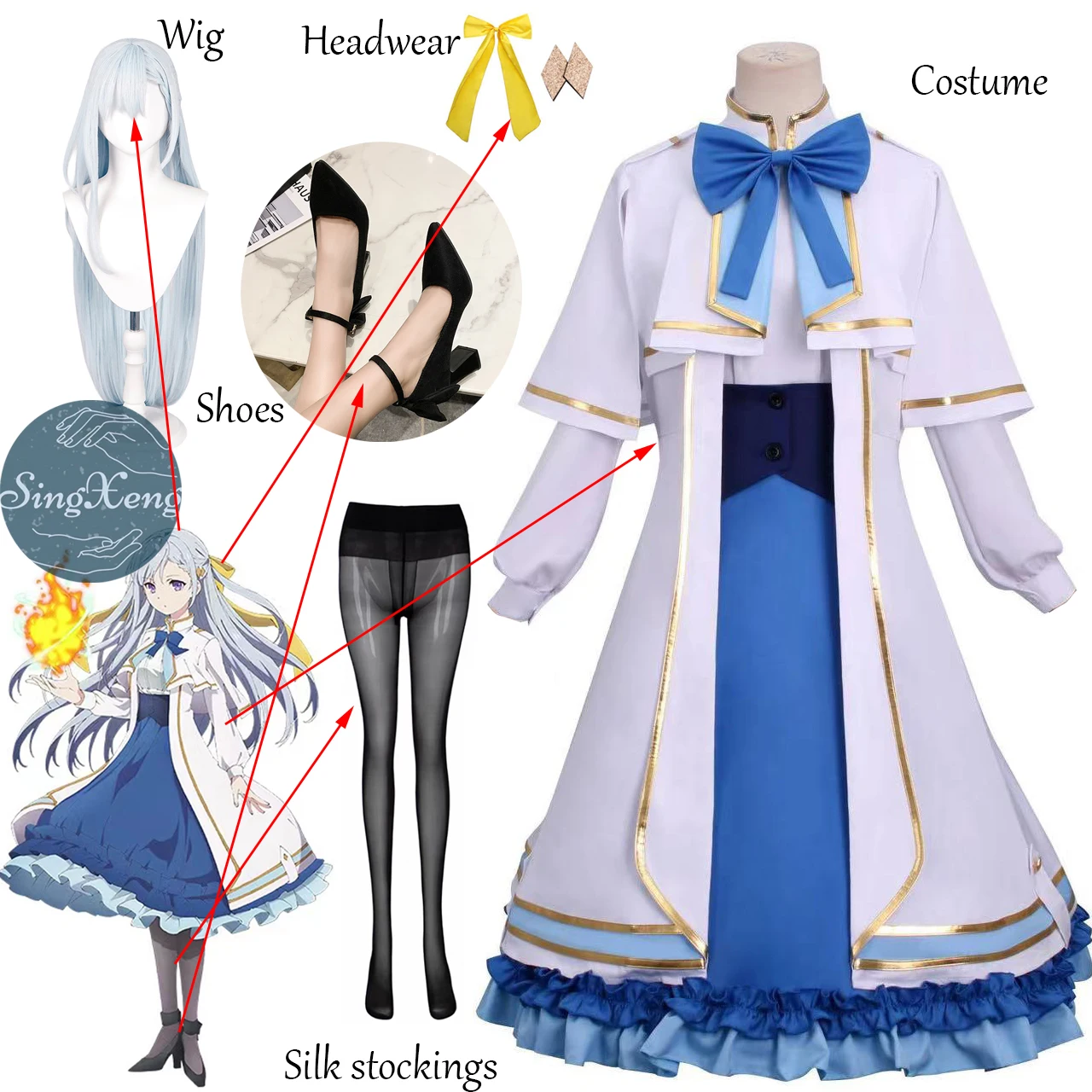 

SingXeng Euphyllia Magenta Cosplay Wig Costume Anime The Magical Revolution Reincarnated Princess Fantasia Dress Halloween Suit