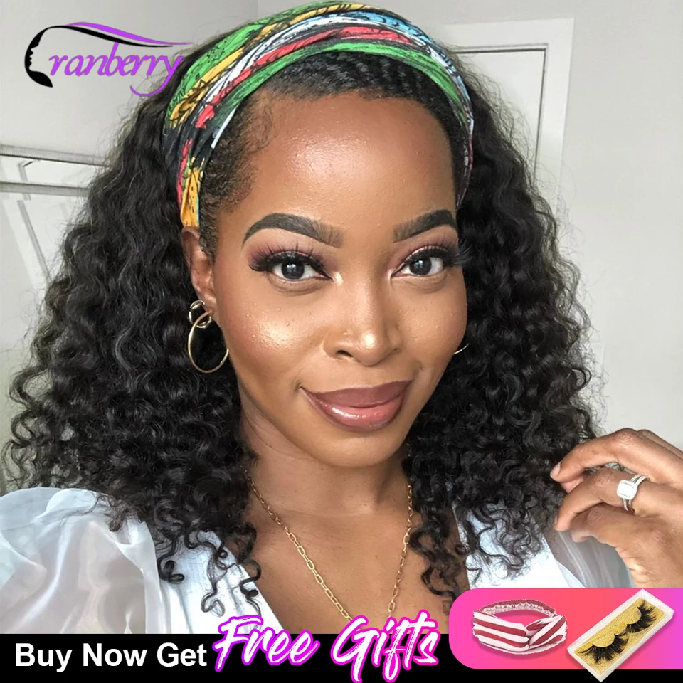 

Deep Wave Short Bob Headband Wig 100% Human Hair Wigs For Women Brazilian Bob Wig Cranberry Hair Cheap Human Hair Wigs