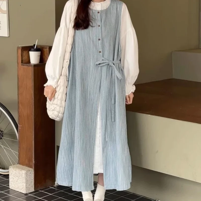 Винтажное элегантное милое синее платье-чехол в полоску стиле девушки Мори и