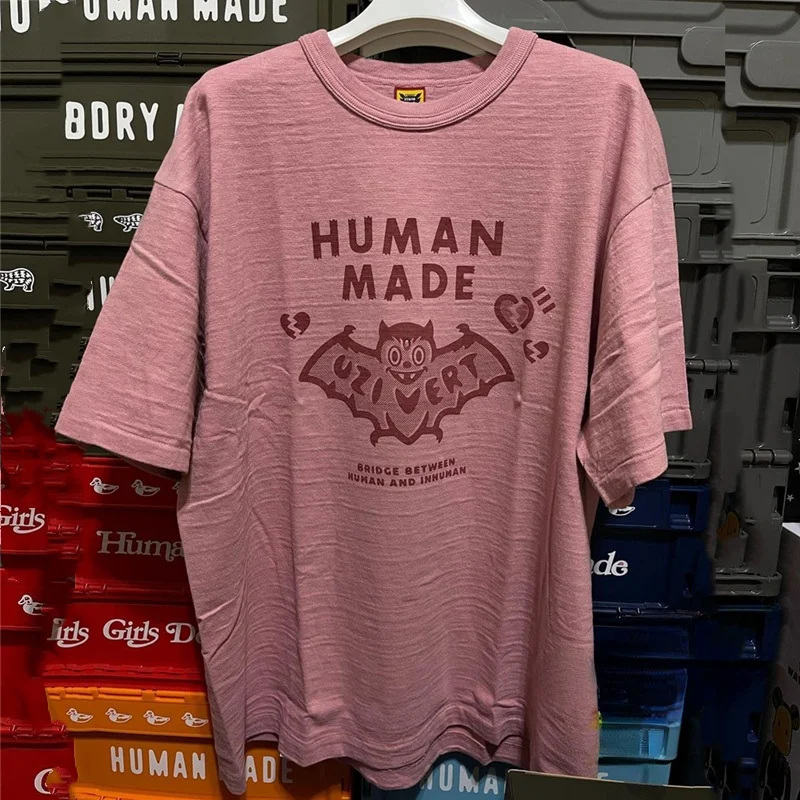 

Высококачественная розовая модная мужская футболка с графическим принтом летучая мышь в масштабе 1:1, женская футболка с логотипом человека...
