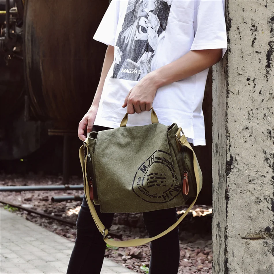 Men's Fashion Canvas Shoulder Bags Business Postman Travel Boy Crossbody Bag Men Messenger Bags Briefcase Man Handbag Tote