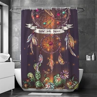 dreamcatcher sunset the mountains boho chic ethnic amulet symbol poster polyester fabric bathroom shower curtain set