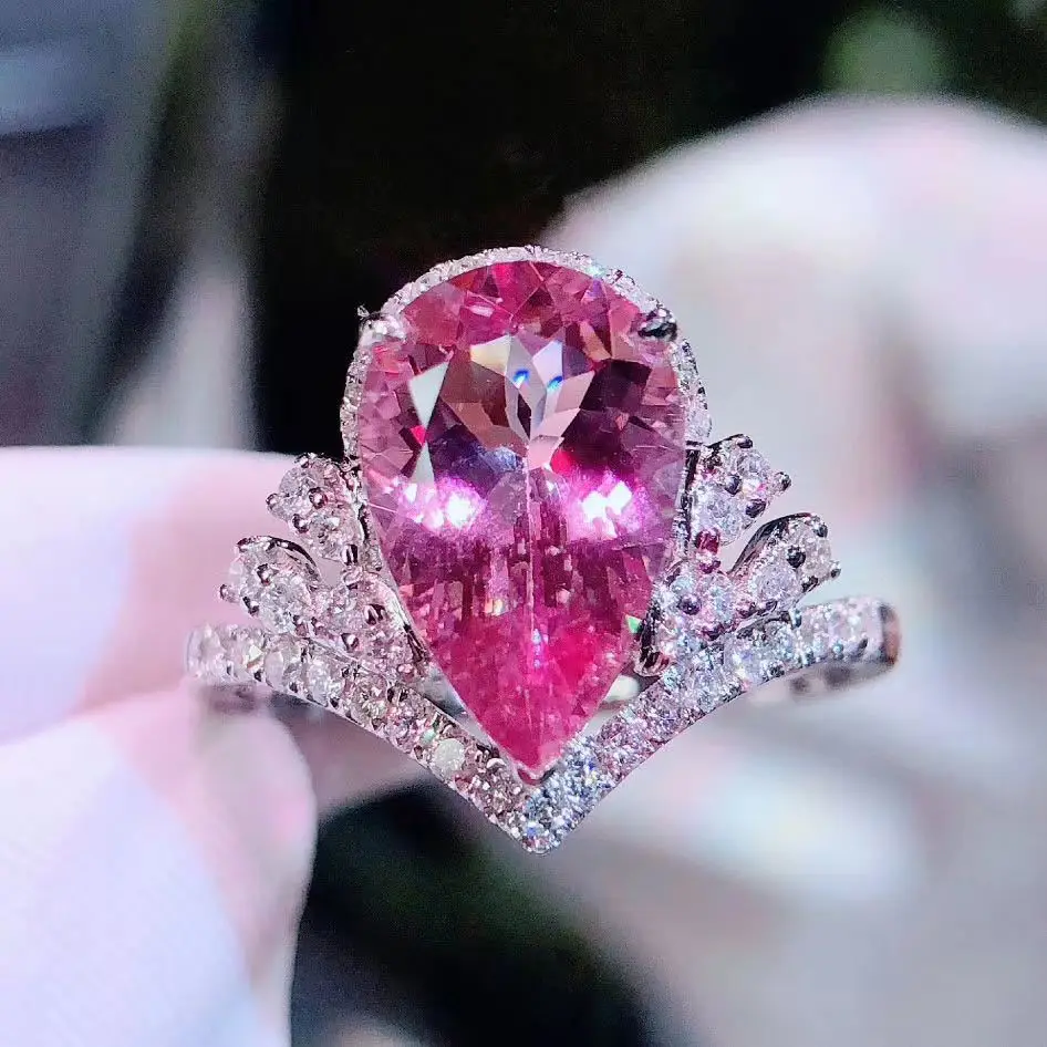 

Fashion Creative Water Drop Zircon Ring Earrings Romantic Couple Engagement Ring Luxury Jewelry for Women Engagement Gif