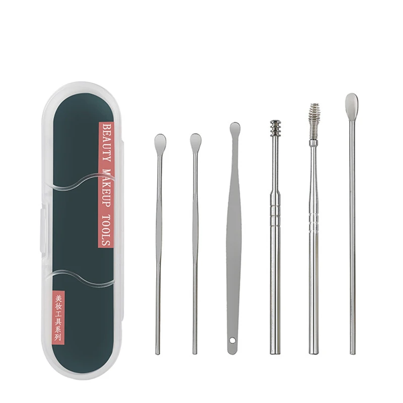 

Ear Cleaning Kit 6Pcs/set Ear Wax Pickers Stainless Steel Earpick Wax Remover Curette Spoon Care Ear Clean Tool for Baby Adults