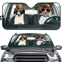 car interior funny dog design car sun visor high quality schnauzer dog driving 3d summer uv protection front windshield sunshade