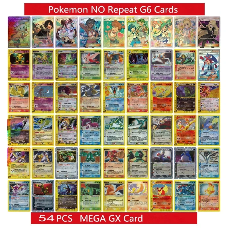 

Pokemon No Repeat 54Pcs Shining Cards TAKARA TOMY GX Game MEGA TEAM Battle Trading Card Carte Best Selling Kids Toys Gift