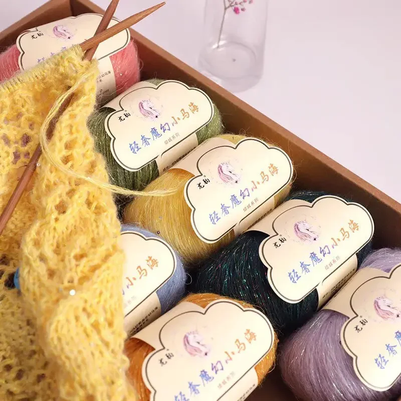 Блестящая шелковая пряжа с блестками