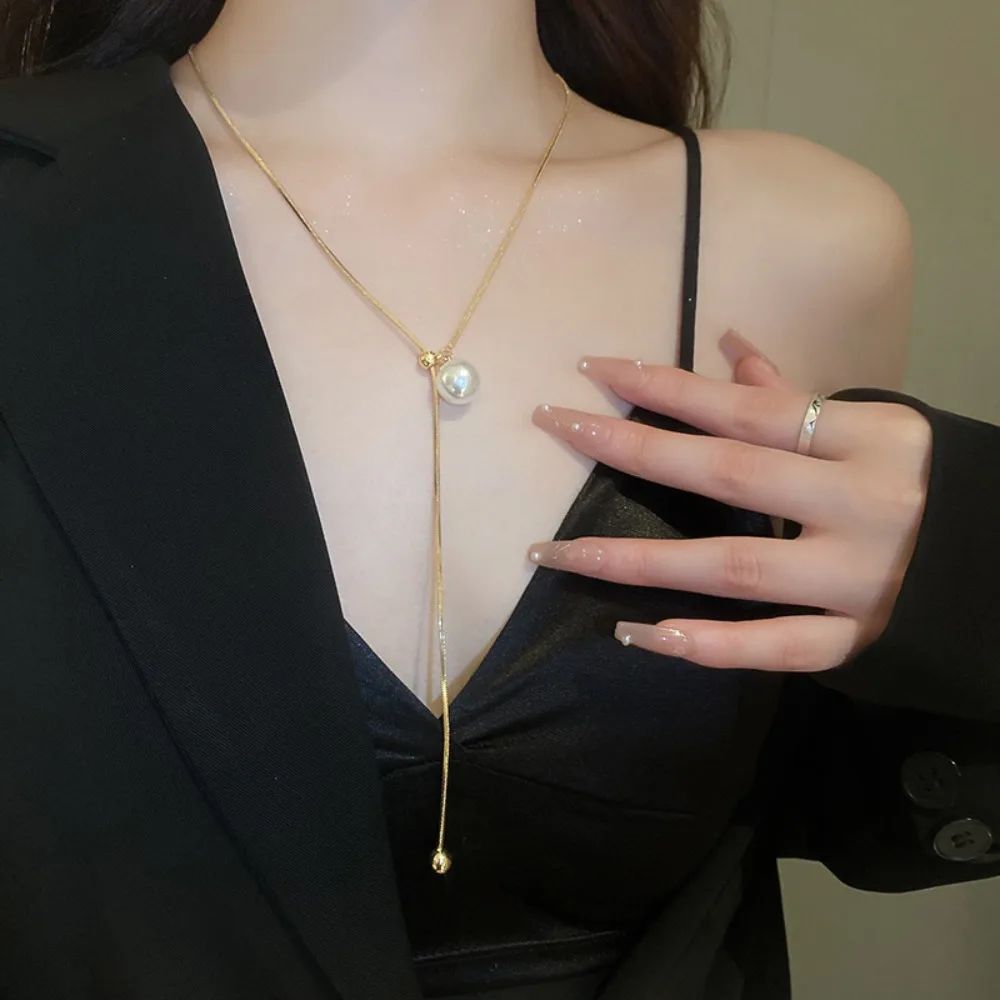 Ожерелье Spice Girl из сплава в корейском стиле элегантный серебряный свитер цепочка