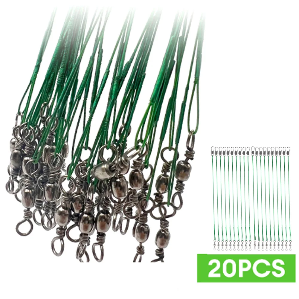 

20pcs Anti Bite Steel Fishing Line Steel Wire Leader With Swivel Fishing Accessory 20cm Lead Core Leash Fishing Wire
