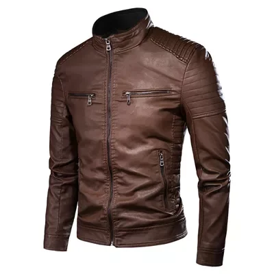 

NEW 2023 Men's Jacket Fashion Mens Vintage Leather Jackets Casual Men Faux Leather Motorcycle Jackets Biker Zipper Pockets C