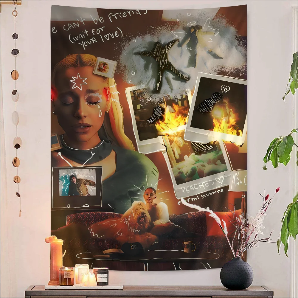 A-ArianaS G-GrandeS певица ретро принт аниме гобелен хиппи цветок настенные ковры Декор в