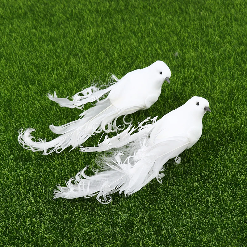 

Artificial White Pigeon Plastic Feather Love Peace Doves Bird Simulation Figurines Home Table Garden Hanging Decoration Gift 1pc