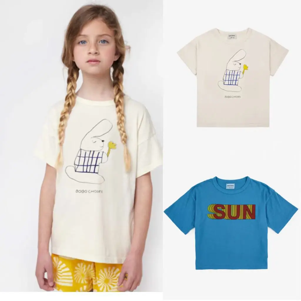 

Kids Tops 2023 Summer New Brands BC Girls Short Printed Cartoon Boys Cotton T-shirt for Summer Clothes